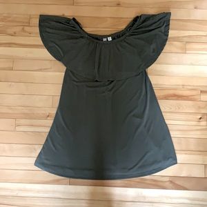 XS off the shoulder army green dress